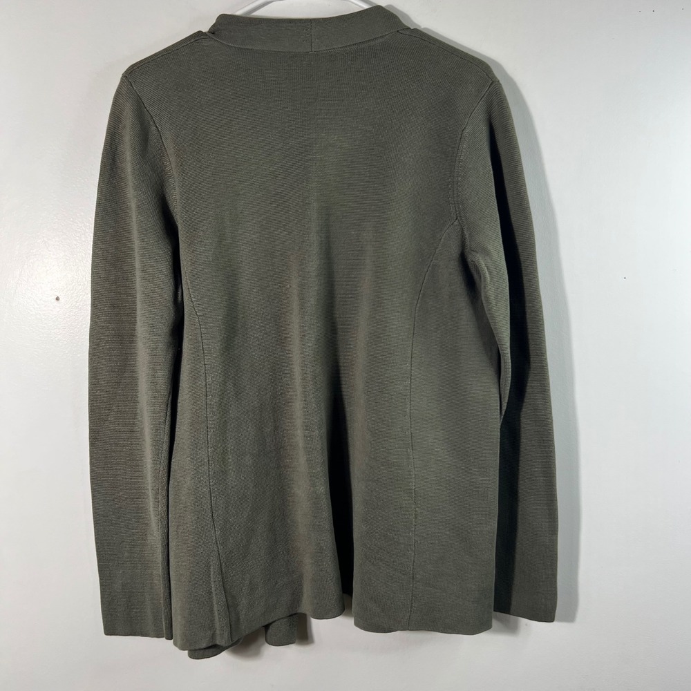 Womens Eileen Fisher Notch Cardigan Jacket Silk Organic Cotton Knit Green S/P‎ - Picture 2 of 9